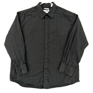 Bruno New York Mens XL Black Pinstripe‎ Stretch Long Sleeve Button Front Shirt